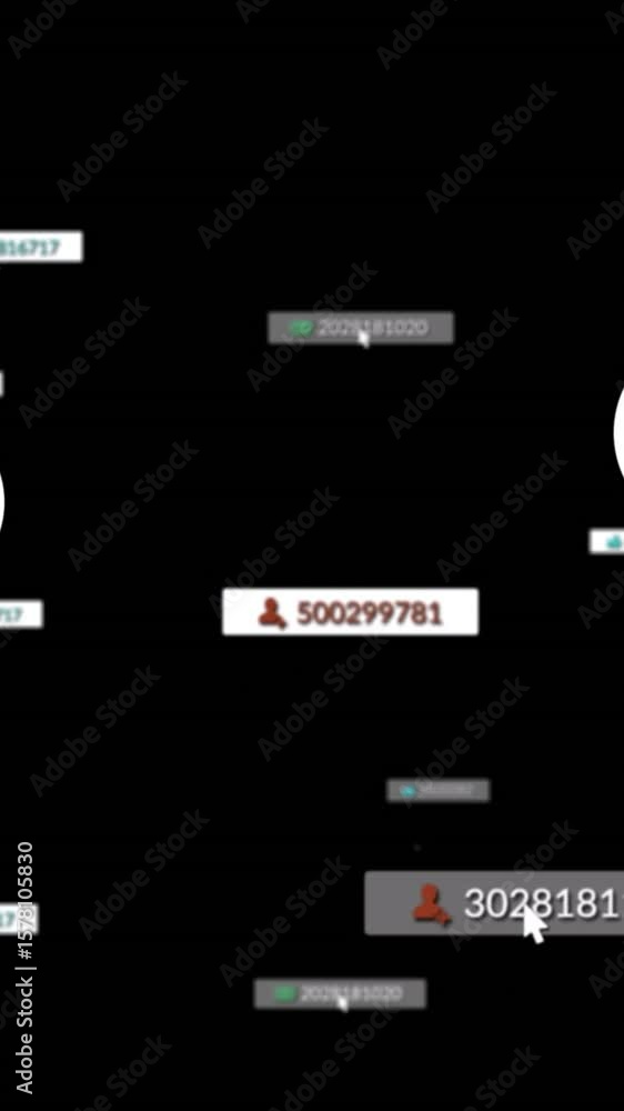 Poster animation of notification and message icons moving on black background
