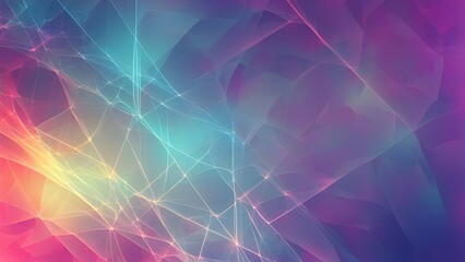 Obraz premium Abstract polygonal artwork featuring pastel pink, purple, teal hues, creating a dreamy, interconnected network design.