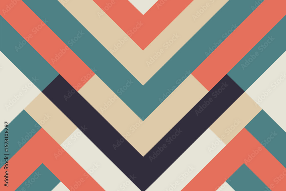 Poster geometric chevron patterns create an artistic abstract texture with a retro style and a modern aesth
