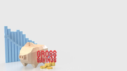 The Gross savings and Piggy Bank for Business concept 3d Rendering.