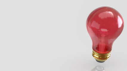 The Red light bulb or education or Idea concept 3d Rendering.