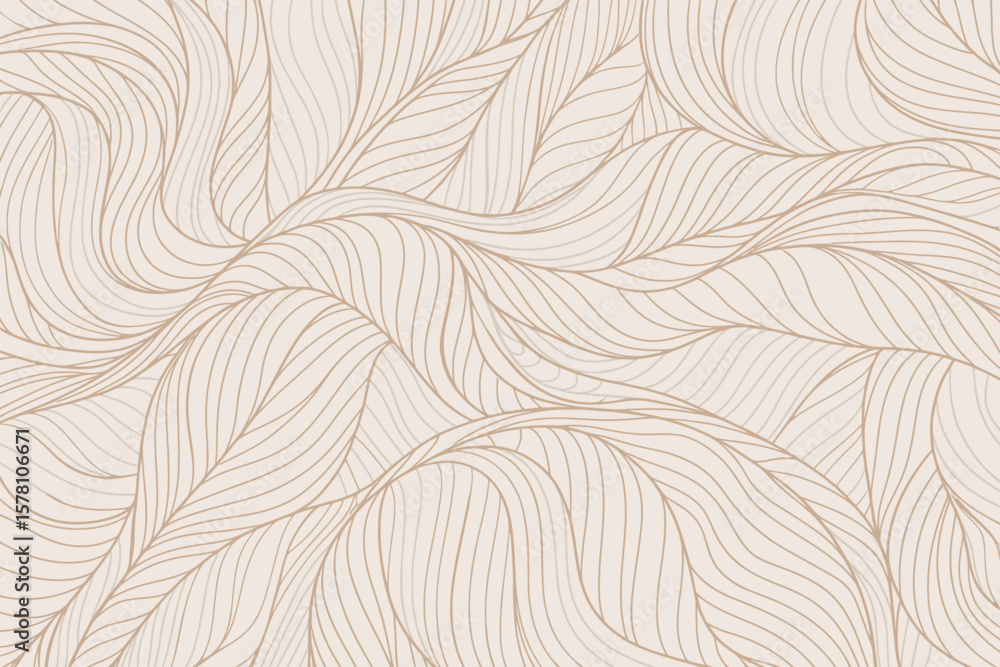 Aufkleber artistic flowing lines create a calming beige background with a delicate organic pattern for elegant