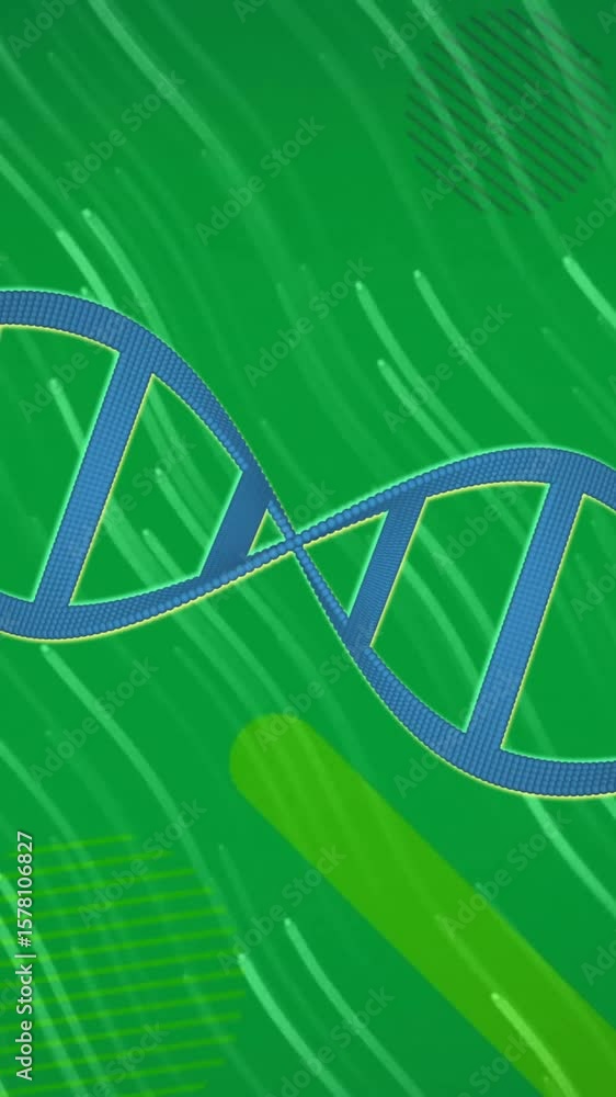 Poster animation of dna strand and data processing over glowing light trails