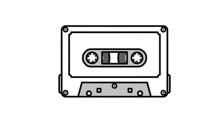 Obraz premium A simple line drawing of a classic audio cassette tape.