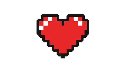 Obraz premium Pixelated red heart icon on a white background, representing love and health.