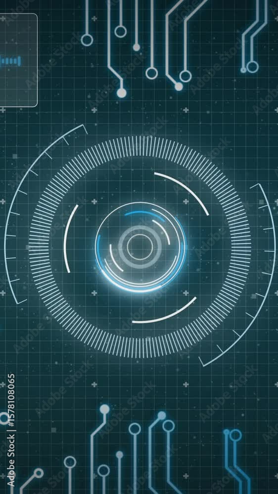 Poster animation of scope scanning over data processing with connections