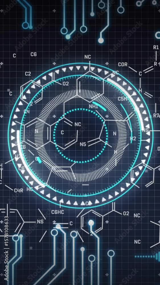Poster animation of digital data processing over circuit board