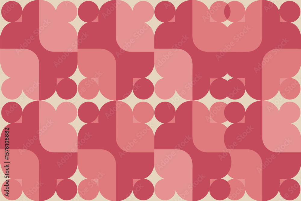 Aufkleber abstract geometric pattern in shades of red and beige creating a modern, retro inspired design, perf