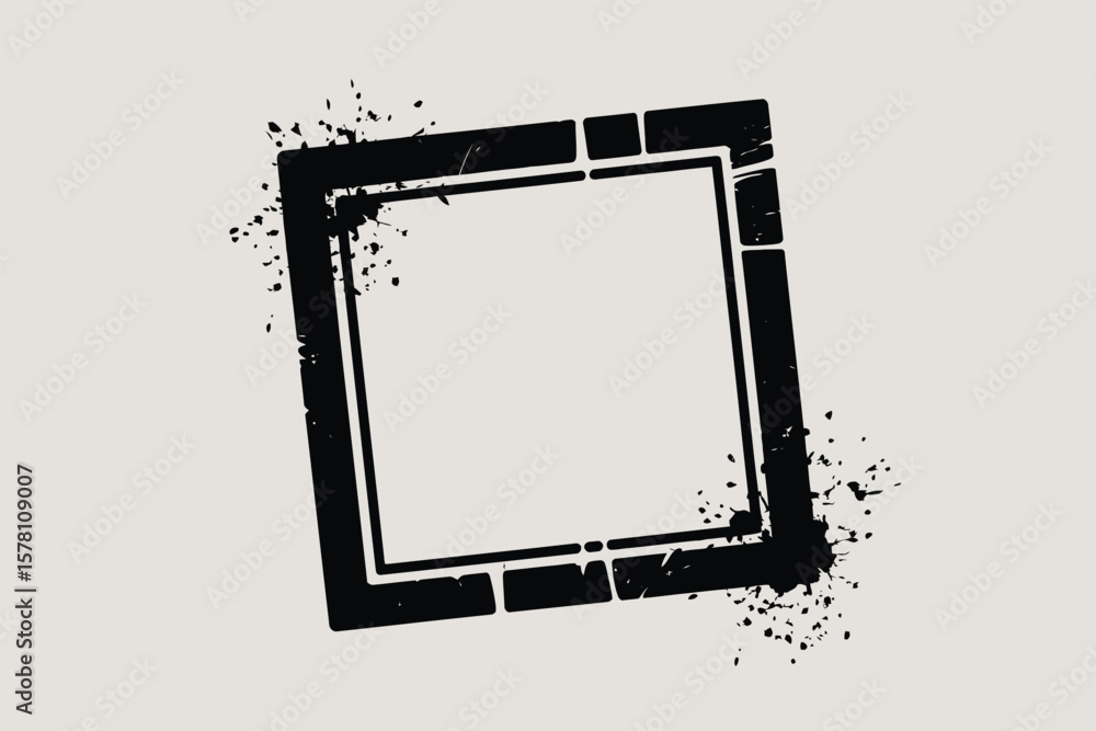 Poster abstract square frame with splatters offers a modern border element for creative projects and artist