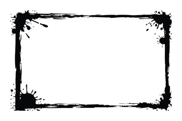 Decorative grunge frame with black ink splatters offers a unique artistic border effect for creative design projects