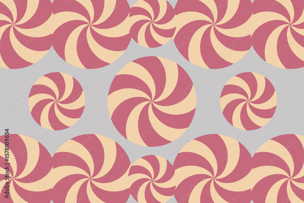 Poster attractive swirls background with spiral candy circles in rose and cream colors creating a dynamic p