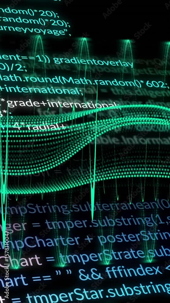 Poster animation of data processing on black background