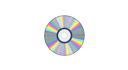 Vibrant CD Illustration with Rainbow Refraction on Clean White Background