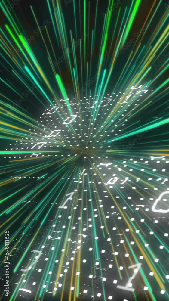 Poster Binary code and data streams in digital matrix animation