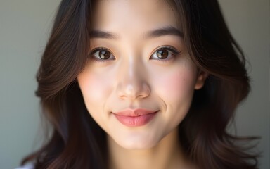 Obraz premium Beautiful Asian Woman Portrait with Natural Makeup. High quality