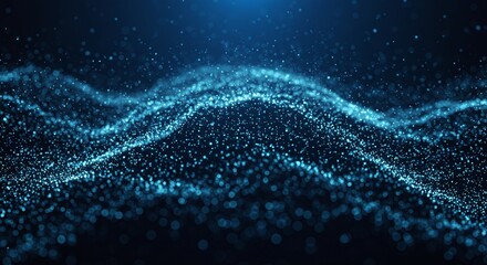 Abstract Blue Digital Data Waves on Dark Background for Technology and Innovation