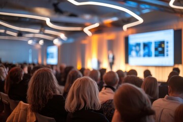 Business Conference Attendees Listening to a Speaker at a Seminar Event