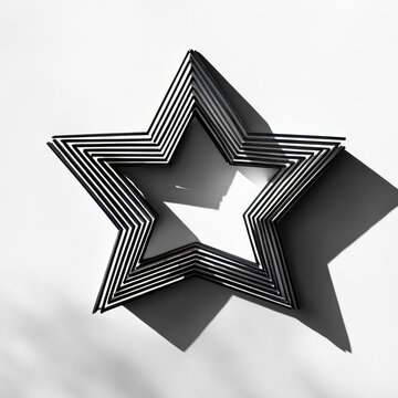 contour of intersecting lines forming a star shape with bold shadow