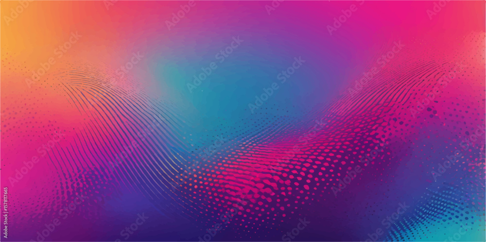 Poster abstract colourful rainbow wave background with light curves and digital pattern design