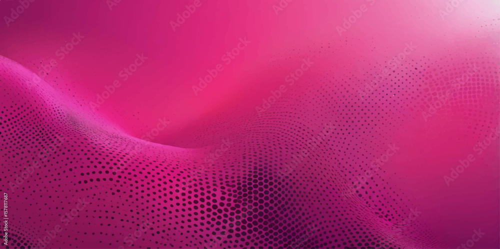 Poster pink abstract background with wave pattern and halftone dots design vector wallpaper