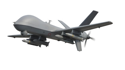 Obraz premium High-Detail Render of Airborne Air Defense Interceptor Drone – Flying Angle