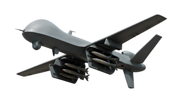 High-Detail Render of Airborne Air Defense Interceptor Drone – Flying Angle