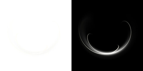 Curved Light Trail Effects with Transparent and Black Backgrounds
