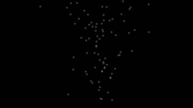 Slow motion close up water bubbles rising up to the surface on isolated black background. Small animated air bubble rising dynamically. Underwater decoration, soap bubbles float Up Looping animation.