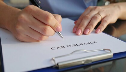 Woman signing car insurance form