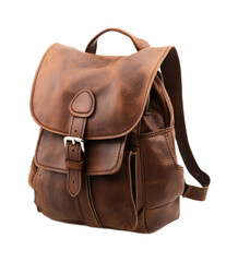 Leather Backpack for Fashion and Practicality - Isolated on White Background