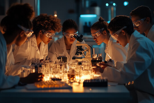 Young Scientists Collaborating in Lab