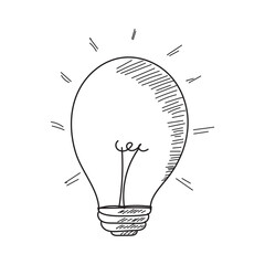 Hand-drawn light bulb illustration.