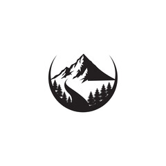 Mountain and forest vector template climber simple logo idea
