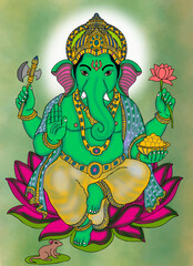 hand drawn digital art of lord ganesha