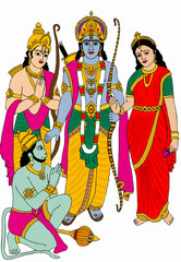 hand drawn digital art of lord ram 