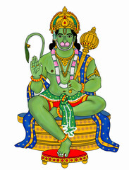 hand drawn digital art of lord maruti