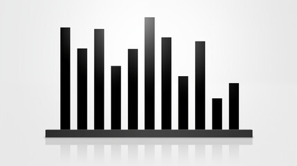 Obraz premium Bold icon showing a staircase made of bar charts leading to a flag, representing business growth, success, and achievement, in solid black design, isolated on white background, PNG format