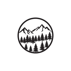 Mountain and forest vector template climber simple logo idea
