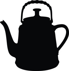 Classic Kettle Silhouette, Vintage Teapot Vector Illustration for Kitchen and Tea Designs