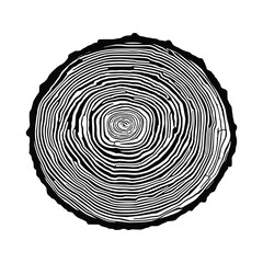 Fototapeta premium Log cut, vector illustration, tree rings pattern, shades of gray