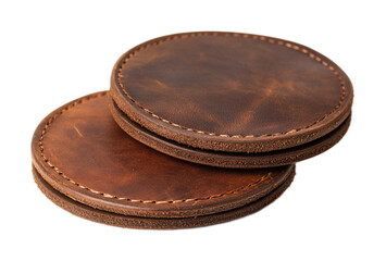 Leather Coasters for Drink Protection and Style - Isolated on White Background