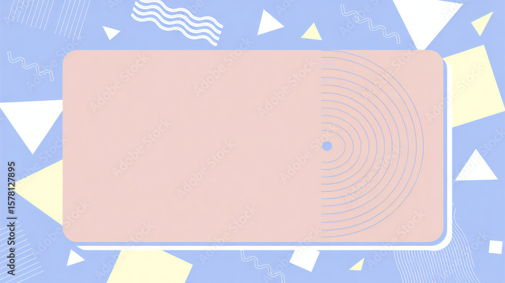 Aufkleber abstract geometric frame floats on a blue background with modern shapes and space for text or promot