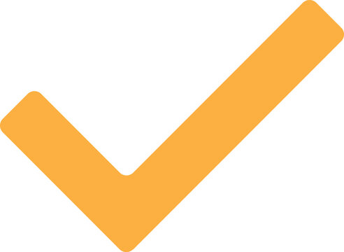 A simple orange check mark symbol on a clean white background
