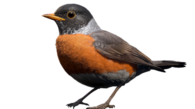 A vibrant American robin perched peacefully a symbol of spring and renewal with detailed on transparent background