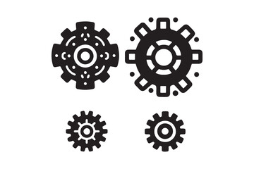 Gear set. Black gear wheel icons on white background - stock vector.