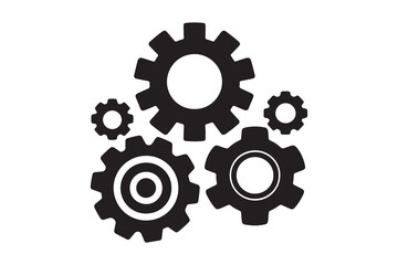 Three gear icon vectors. gear icon silhouette vector on white background