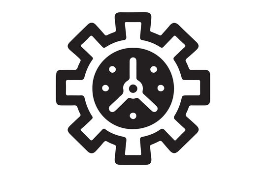 time management icon. time management, colck and gear setting symbol template for graphic and web design collection logo vector illustration