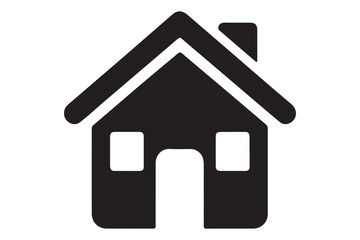 Simple house icon silhouette black vector art illustration.