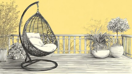 Outdoor hanging chair on a patio