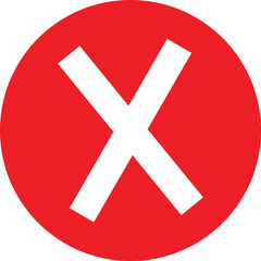 Fototapeta premium A bold white letter x symbol displayed prominently within a vibrant red circle against a clean white background